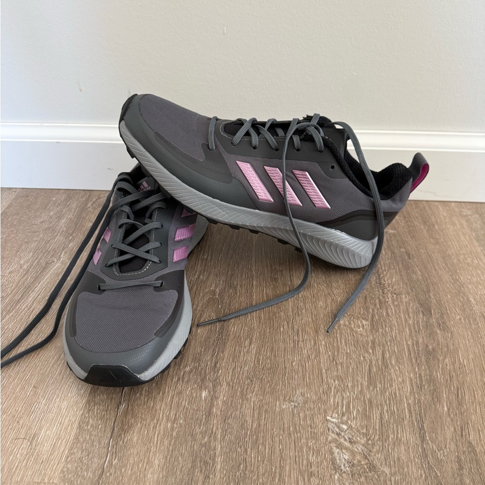 Adidas Women's Charcoal and Purple Sneakers